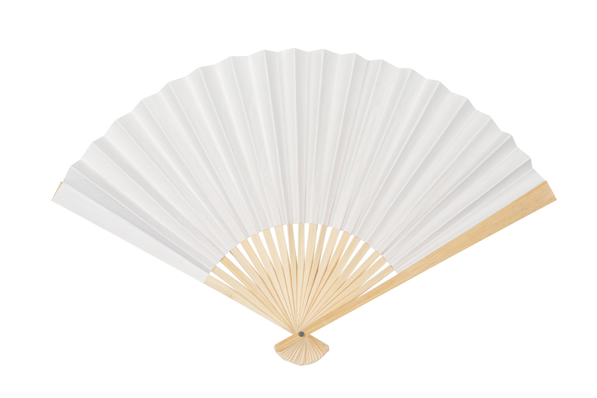Fans - Bamboo/White Paper 255mm Pack of 24 EC